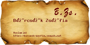 Börcsök Zsófia névjegykártya